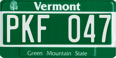 VT license plate PKF047