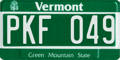 VT license plate PKF049