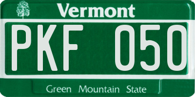 VT license plate PKF050