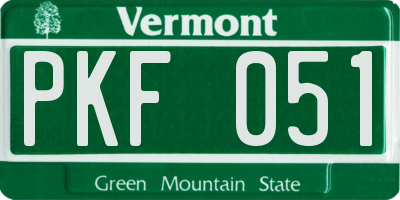 VT license plate PKF051