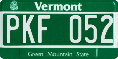 VT license plate PKF052