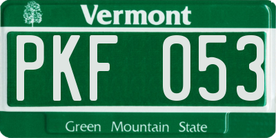 VT license plate PKF053