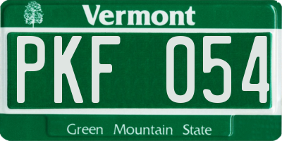 VT license plate PKF054
