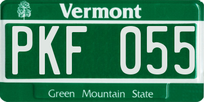 VT license plate PKF055