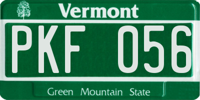 VT license plate PKF056