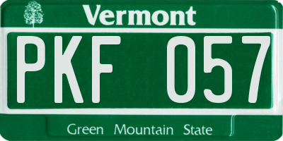 VT license plate PKF057