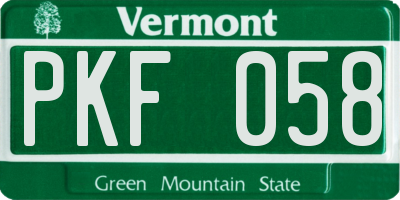VT license plate PKF058