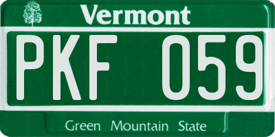 VT license plate PKF059