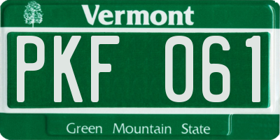 VT license plate PKF061