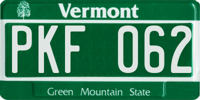 VT license plate PKF062