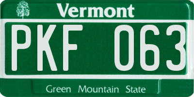 VT license plate PKF063
