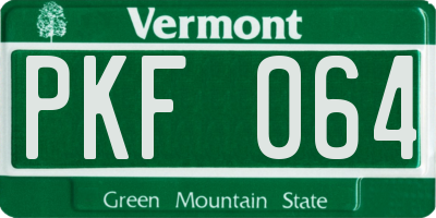 VT license plate PKF064