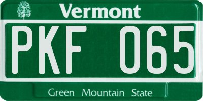 VT license plate PKF065