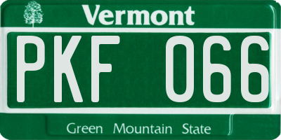 VT license plate PKF066