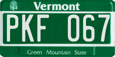 VT license plate PKF067