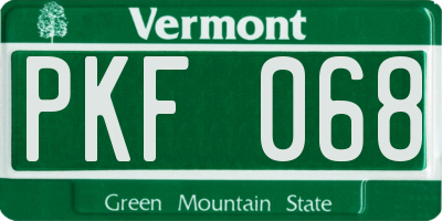 VT license plate PKF068