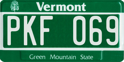 VT license plate PKF069