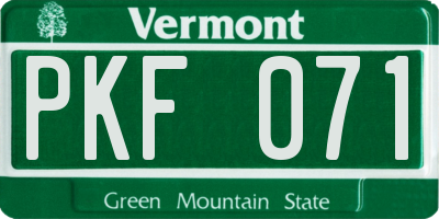 VT license plate PKF071