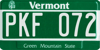 VT license plate PKF072