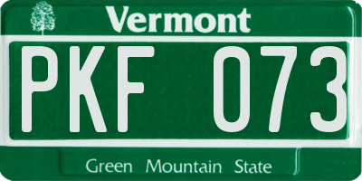 VT license plate PKF073