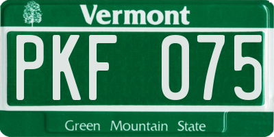 VT license plate PKF075