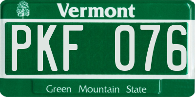 VT license plate PKF076