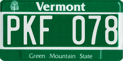 VT license plate PKF078