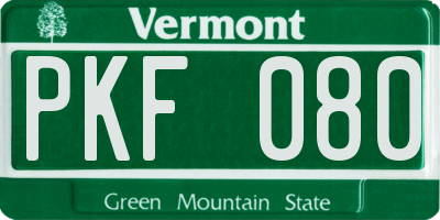 VT license plate PKF080