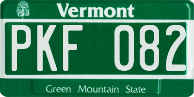 VT license plate PKF082