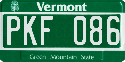 VT license plate PKF086