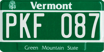 VT license plate PKF087