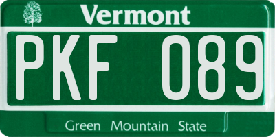 VT license plate PKF089