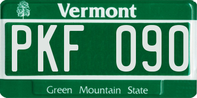 VT license plate PKF090