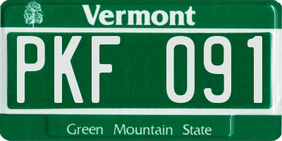 VT license plate PKF091