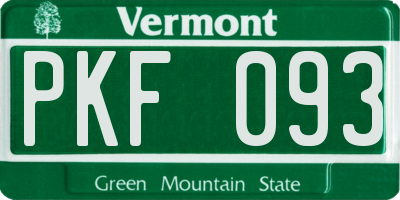 VT license plate PKF093