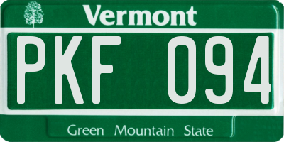 VT license plate PKF094