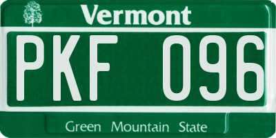 VT license plate PKF096