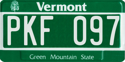 VT license plate PKF097