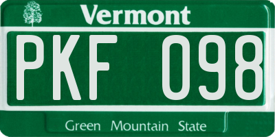 VT license plate PKF098