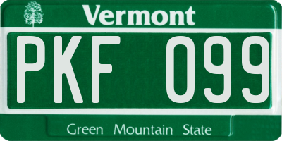 VT license plate PKF099