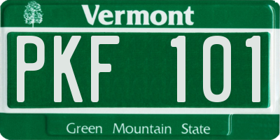 VT license plate PKF101