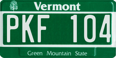 VT license plate PKF104