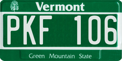 VT license plate PKF106