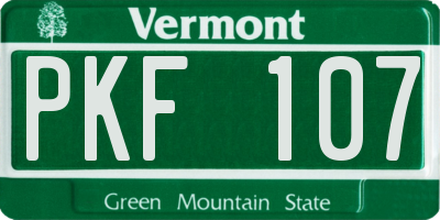 VT license plate PKF107