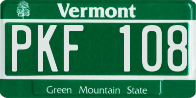VT license plate PKF108