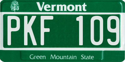 VT license plate PKF109