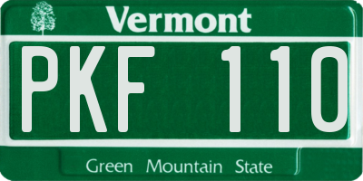 VT license plate PKF110