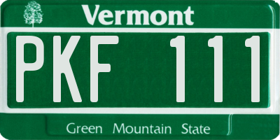 VT license plate PKF111