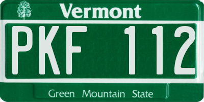 VT license plate PKF112