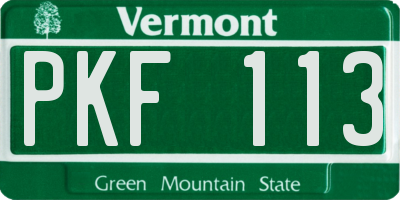 VT license plate PKF113